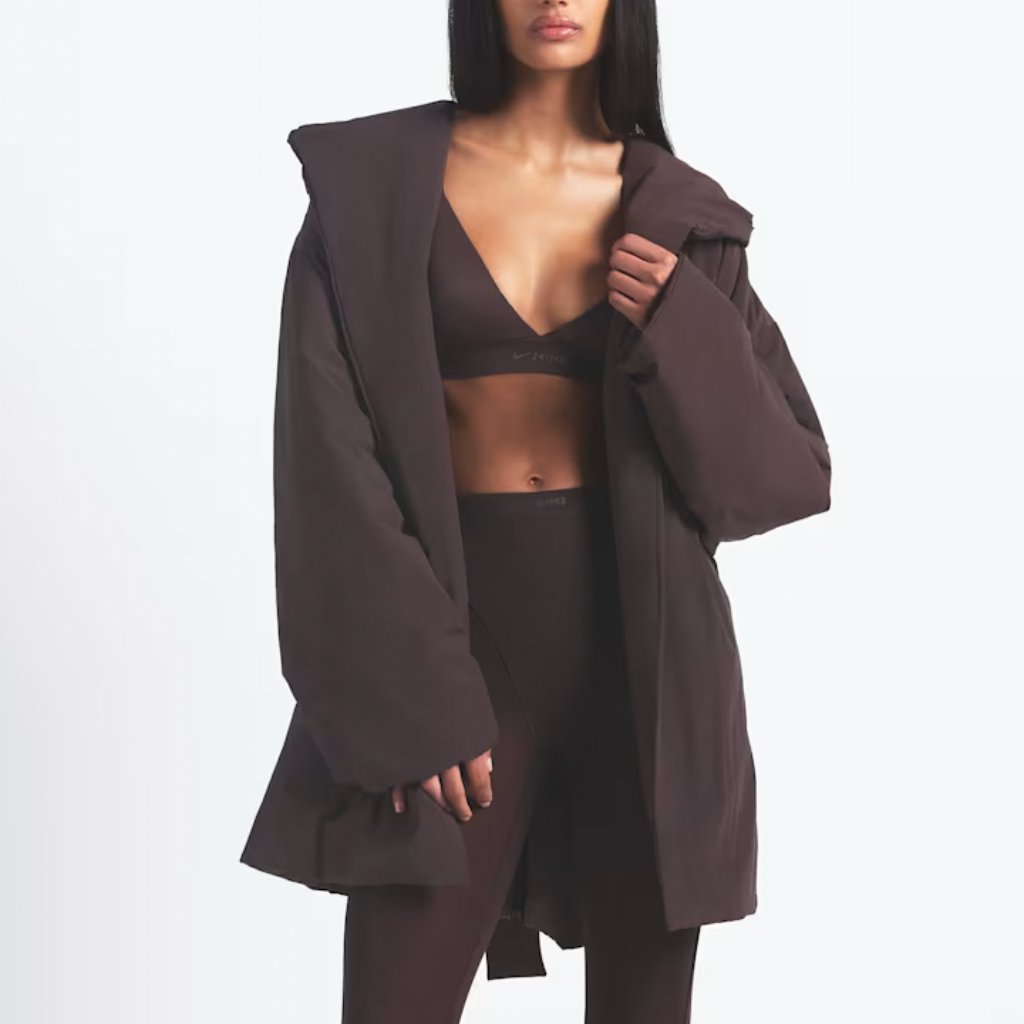 Bnwt Skims X Nike Woven Nylon Wrap Coat Jacket - Phoenix Brown